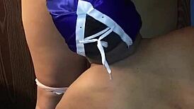 Admiring, caressing, sucking, and slapping that beautiful Latina wife's ass before anal