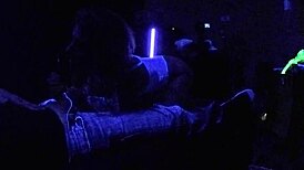 Carrie B's Intense Blacklight Fuck Fest with Face Fucking and Gagging