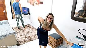 vagninho surprises his mother-in-law with anal creampie after masturbation