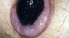 Fucking puffy horny pussy with toy intensely