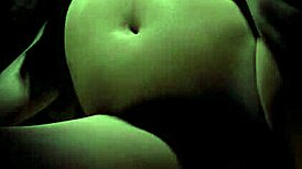 beautiful plum girl riding dildo in the dark