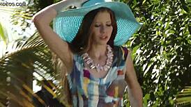 i watch this sexy teen 18+ pose naked in her hat and dress during the photoshoot.