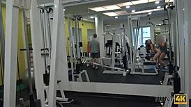 Magnificent Chick Picks Up Cash in Gym