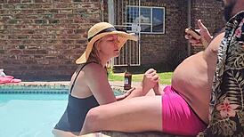 Old fat guy gets his cock sucked by hotel girl in public 😏