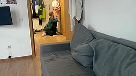 stepbrother got a deep blowjob from me, then i licked his cum off with hunger.