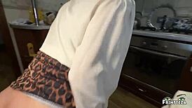 Big Ass MILF GIVES IT HARD to Step Son in Kitchen with CREAMPIE Before Party