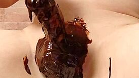 Japanese gay guys cooking up a chocolate banana treat together