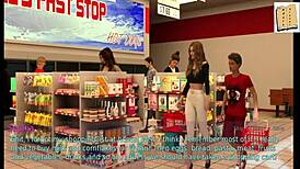 This blonde wife and her 17-year-old stepdaughter explore erotic anime game at home