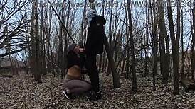 Blonde wife sucks cock in public park