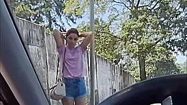 Masturbation Risky for Hot Girl Watching Me at Bus Stop