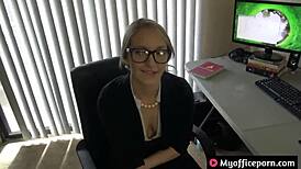 Blonde Secretary Ginger Banks Takes Boss's Hard Cock in Wild Office Fuck