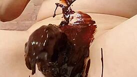 Japanese gay guys cooking up a chocolate banana treat together