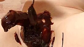 Japanese gay guys cooking up a chocolate banana treat together