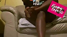 Hot ebony milf licks feet!