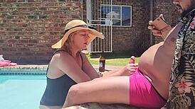 Old fat guy gets his cock sucked by hotel girl in public 😏