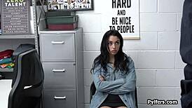 Latina teen caught on hidden cam at office