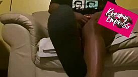 Hot ebony milf licks feet!