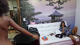 Walking naked through ted's mansion, exploring the space.