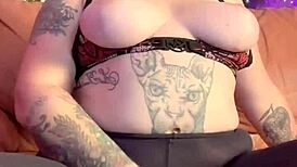 Solo masturbation session in tight black pantyhose looks tempting