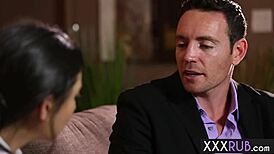 Petite Trinity St Clair rides big cock post-massage