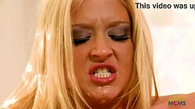 Leya Falcon sucks dick and balls in bathroom before pounded hard