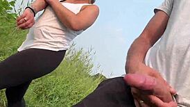 Caught in the park feeling the thrill of rough fucking and sucking