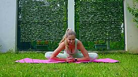 Hey, check Stella Cardo doing sexy outdoor yoga with that cute body!