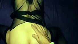 Beautiful milf couple enjoys anal assfucking in lingerie at night