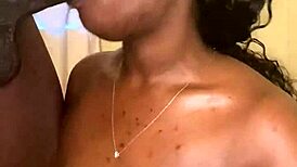 thick woman with big features performs oral then gets intimate in position