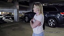 Blonde Laughs With Guy Outdoors