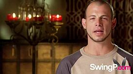 Brunette and blonde explode in sex games outside before swinger orgy!