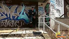 Nerdy Slut Lullu Gun in Interracial Outdoor Threesome