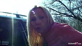 Real Teen 18+ Street Fuck on Parking Spot by Client