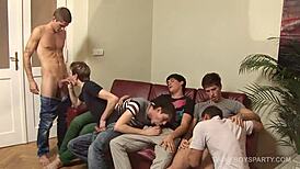 Twink Bareback Gangbang Sex Orgy with Wild Fucking! Who’s Joining Next?