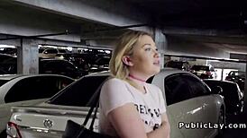 Blonde Laughs With Guy Outdoors