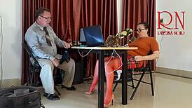 hey, monday at the office, wanna see an employee with no panties teasing and sucking dick?