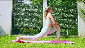 Hey, check Stella Cardo doing sexy outdoor yoga with that cute body!