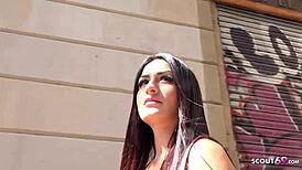 German scout finds big butt Latina Annie Reis for rough public casting