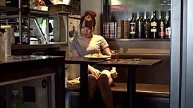 Asian babe begs for rough 3p sex with spanking and cumshots