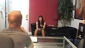 Angie's bold casting interview with sex and tattoos. Intense action in the session