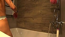 Young Wife Cheats with Husband's Best Friend in Bathroom Anal Session