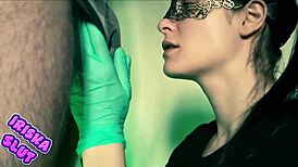 Hot Girl in Mask Takes Cum in Mouth! 😜