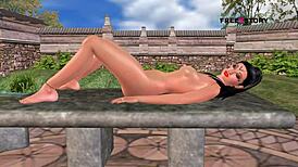 cute indian girl in 3d cartoon laying down with a carrot