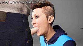 Teen Chokes On Deepthroat Blowjob In 3D Hentai.