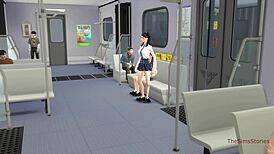 Gammel fremmed klør på ung 18+ asiatisk student i toget