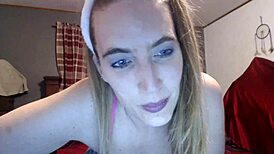 sexy roxxxanne69 sucking dildo with rabbit ears and spitting