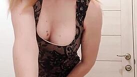 Milf In Dress Uses Dildo In Restroom