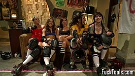 Lesbian babes finger anal before dildo sex