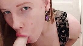 Milf In Dress Uses Dildo In Restroom