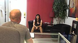 Angie's bold casting interview with sex and tattoos. Intense action in the session